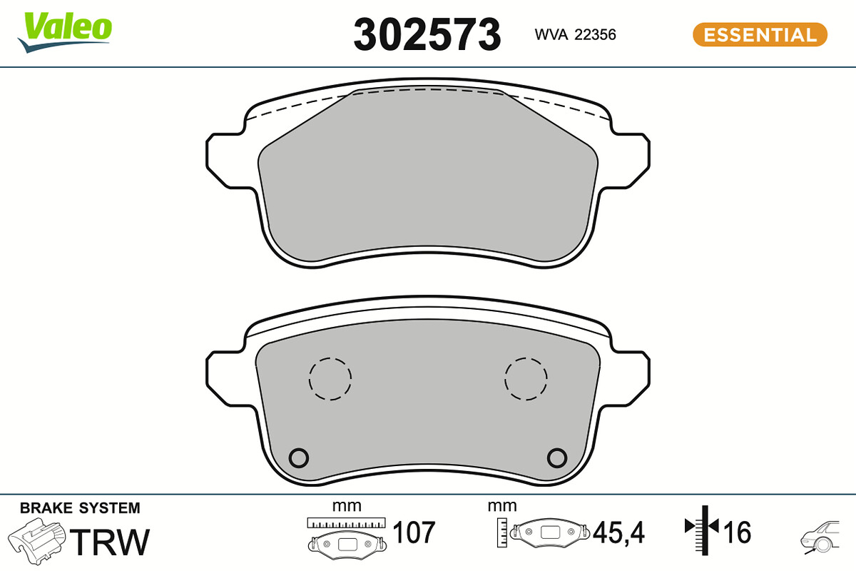 Комплект тормозных колодок, дисковый тормоз - 302573 VALEO